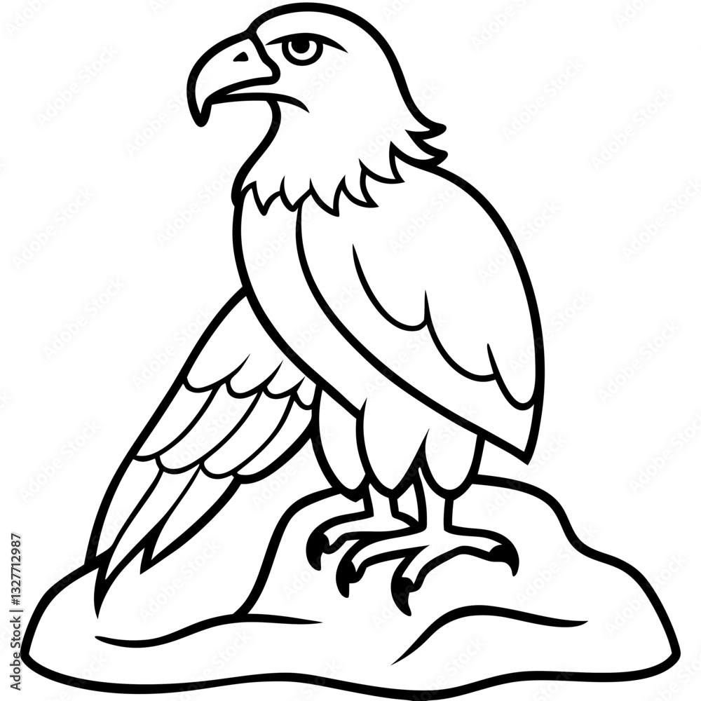 Obraz premium a bold black and white line drawing of a regal eagle perched on a rock
