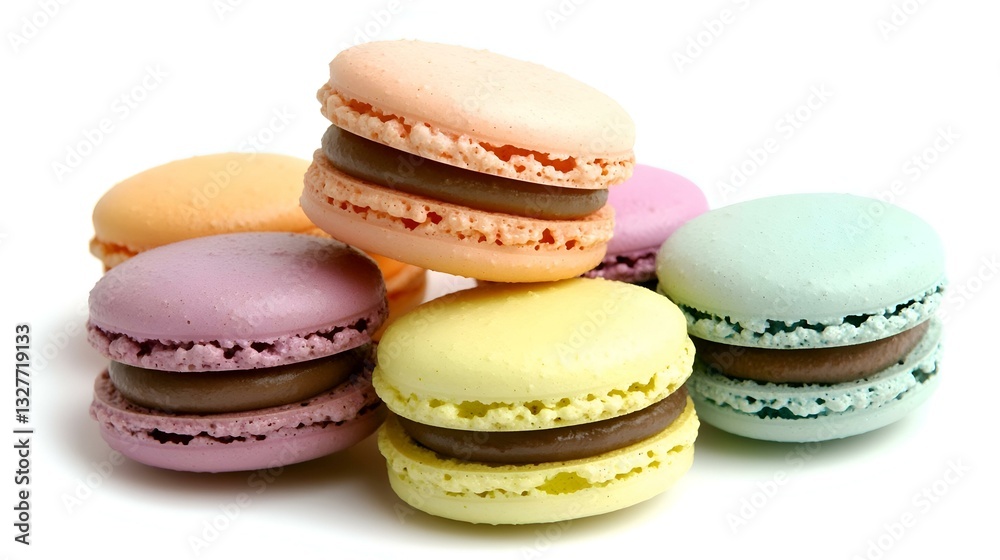 Pile of macaron cookies in various colors Pile of macaron cookies in various colors