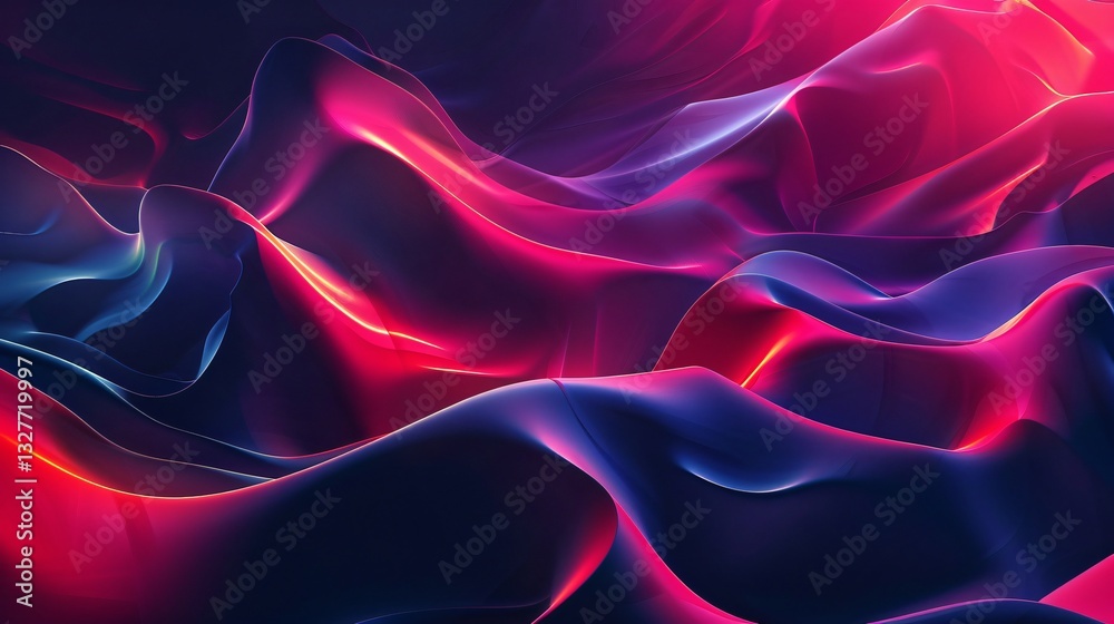 Fototapeta premium Abstract colorful background with 3D shapes, vibrant color waves