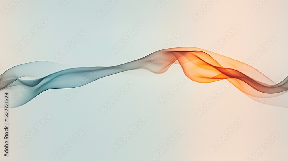 Φωτογραφία Blue and orange waves of smoke against a light blue background with a blue sky