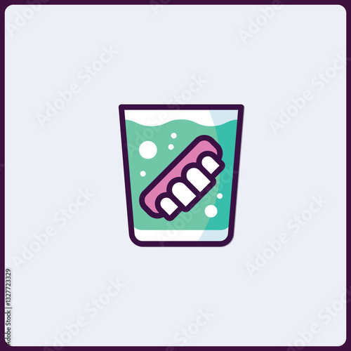 Cartoonish glass of water with novelty teeth, perfect for spooky fun