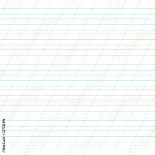 Graph paper. Printable lined grid paper with color horisontal, diagonal lines. Geometric pattern for school, oblique notebook. Realistic lined paper blank size Letter. Exercise page for calligraphy.