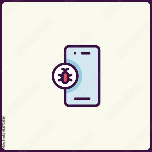Alerting icon showcasing mobile device infection from malicious software threat