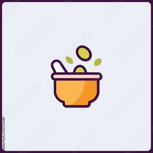 Minimalist Mortar and Pestle Icon Representing Herbal Medicine Preparation