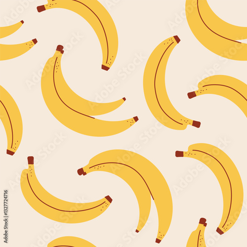 Seamless yellow banana pattern. Delicious berry, natural food. Flat, linear style in a minimalist style. art vector cartoon background for print, banner, textile, paper.