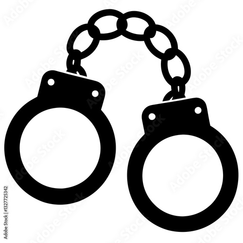 handcuffs black silhouette vector, Simple silhouette Design vector icon with white background.  