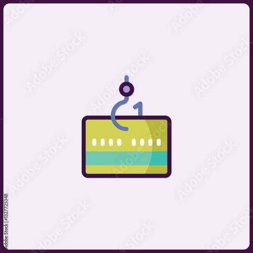 Stylized Illustration of a Credit Card Lured by a Fishing Hook Concept