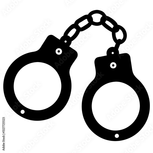 handcuffs black silhouette vector, Simple silhouette Design vector icon with white background.  
