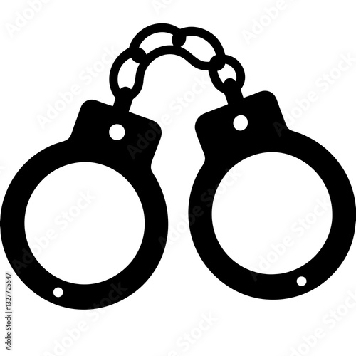 handcuffs black silhouette vector, Simple silhouette Design vector icon with white background.  