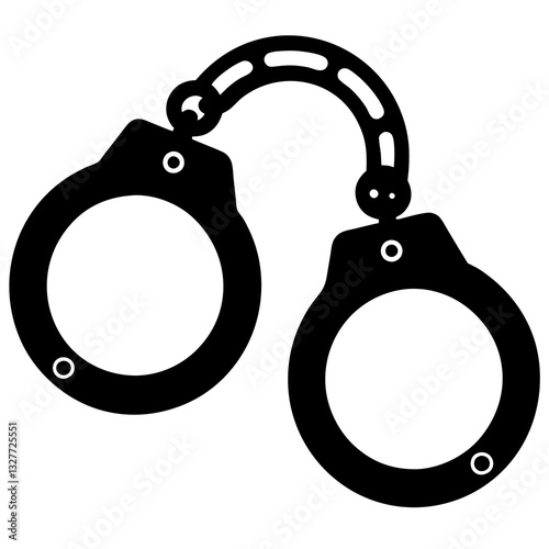 handcuffs black silhouette vector, Simple silhouette Design vector icon with white background.  