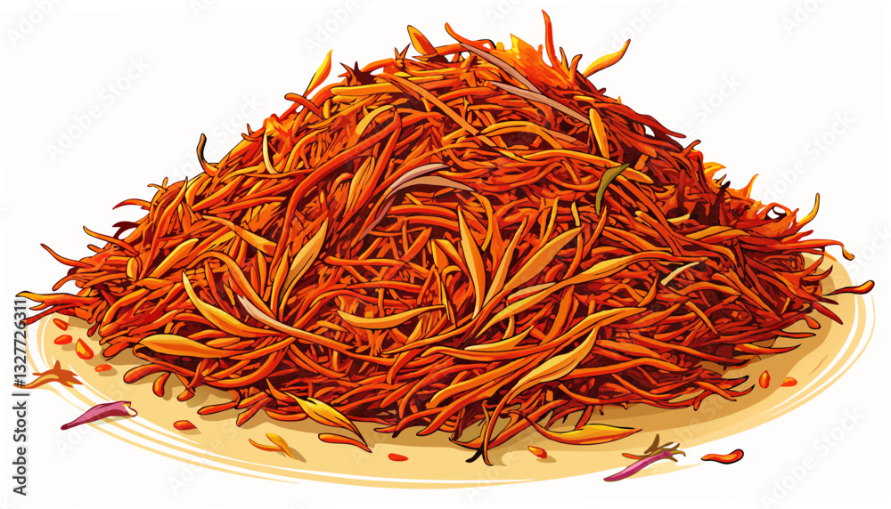 Fototapeta premium Dried saffron spice isolated on white background.