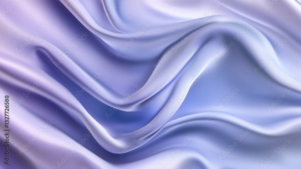 Fototapeta premium Smooth satin-like folds of pastel blue and violet create a tranquil and elegant landscape that embodies a sense of softness and refined beauty