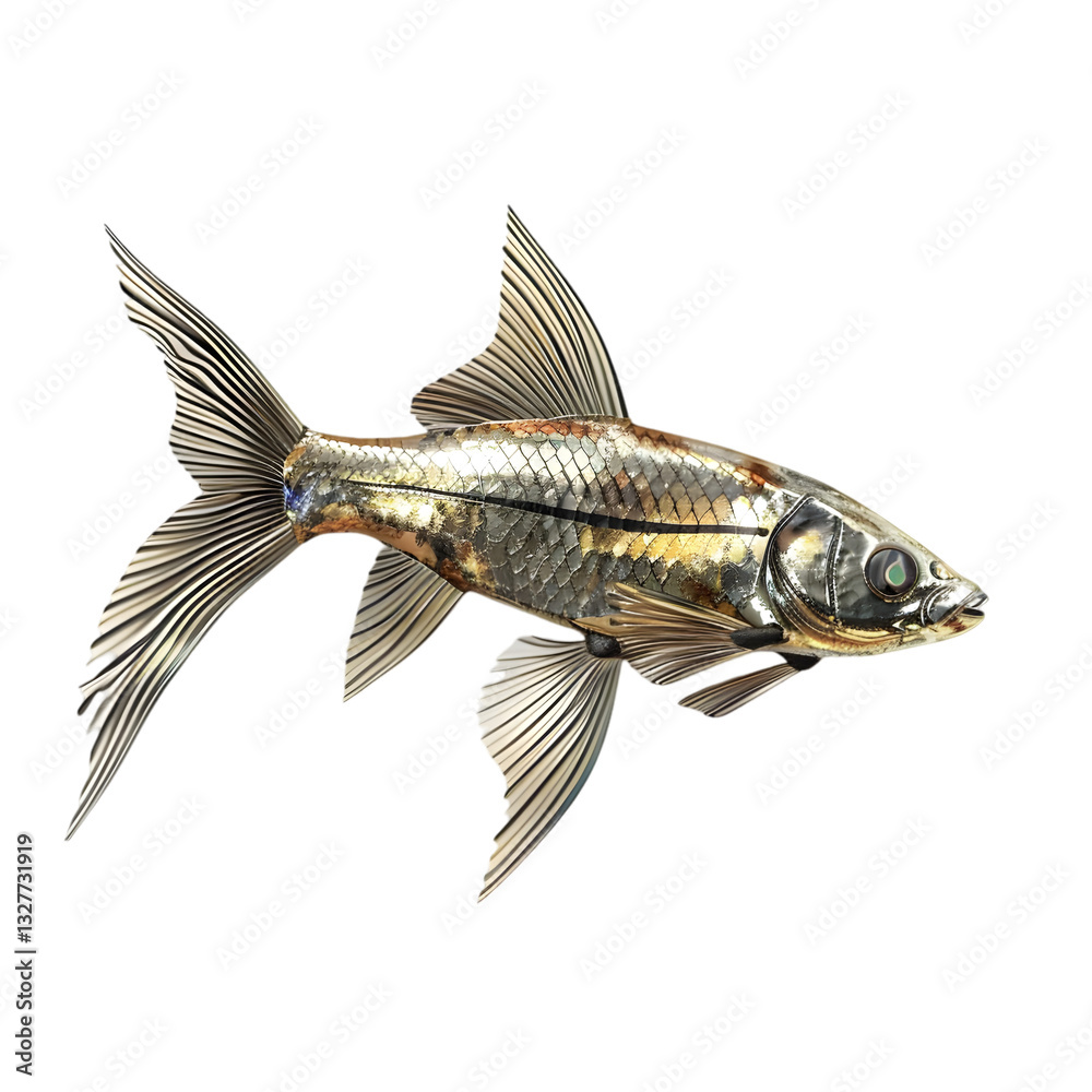 Fototapeta premium Golden Fish Swimming for Aquatic Closeup.