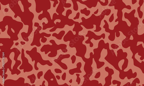 Vector illustration of abstract camouflage fabric design with a mix of red and salmon color. Camouflage texture natural soft colors background, wallpaper. For hunting and military purposes.