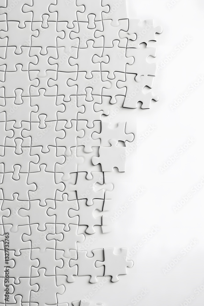 White Jigsaw Puzzle Pieces Almost Complete Abstract Background White Jigsaw Puzzle Pieces Almost Complete Abstract Background