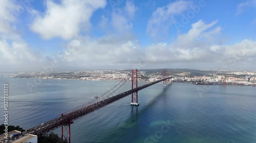 Wallpaper Mural Aerial shot of the 25 de Abril Bridge in Lisbon, popular travel location Torontodigital.ca