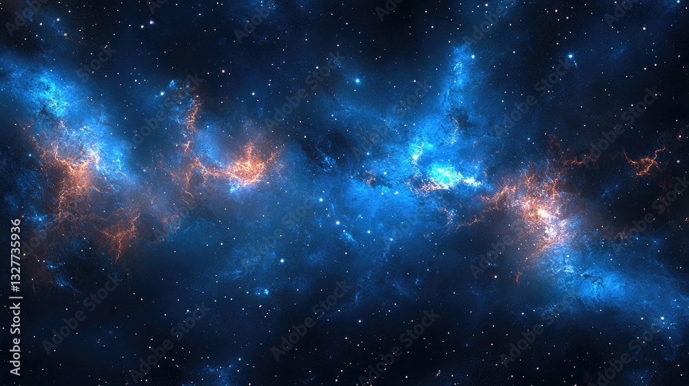 Naklejka premium Cosmic nebulae swirl in a vibrant space landscape