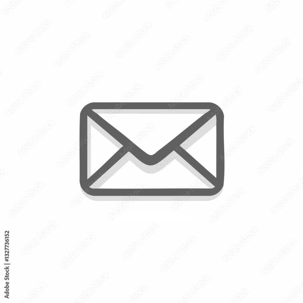 Email icon, simple design, gray outline, white background, minimal, abstract, communication symbol, envelope shape Email icon, simple design, gray outline, white background, minimal, abstract, communication symbol, envelope shape