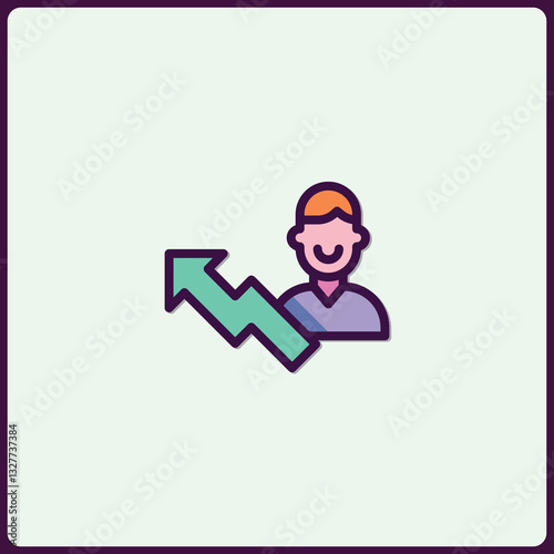 Person with Increasing Arrow Icon for Business Success and Achievement