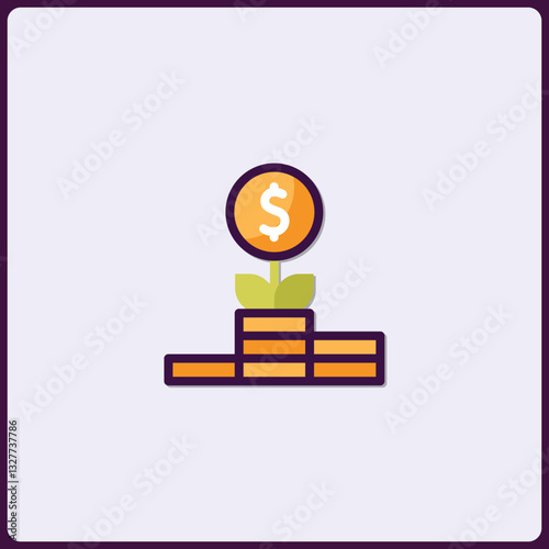 Conceptual flat vector icon of monetary growth, financial investment graphic