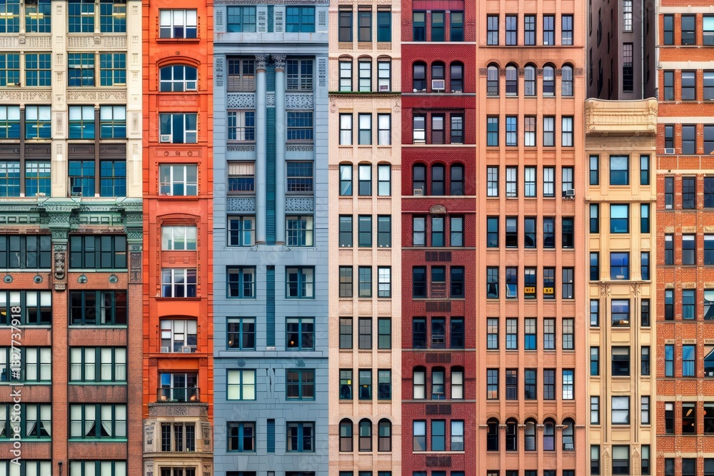 A close-up view of a New York City skyline showcasing a mix of architectural styles, The diverse mix of architectural styles in New York's skyline