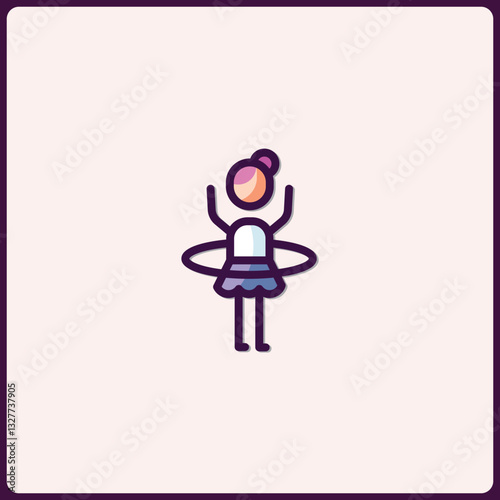 Minimalist illustration of a figure twirling a hula hoop exercise icon