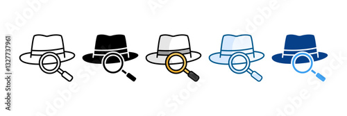White Hat Icon Set Multiple Style Collection