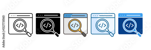 Source Code Icon Set Multiple Style Collection