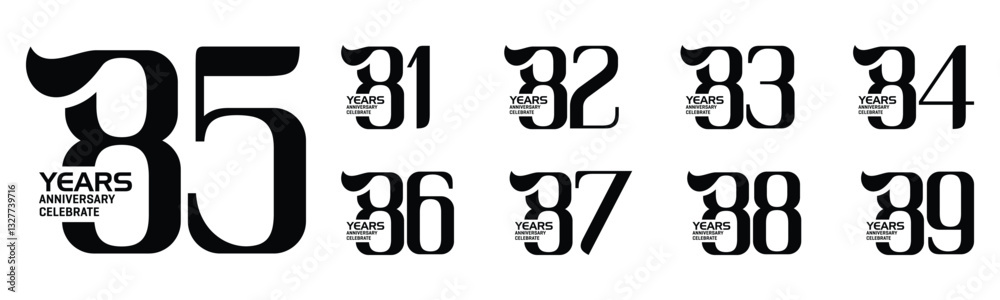 collection of creative logo designs of numbers 80 to 89. black color on white background abstract number design vector illustration collection of creative logo designs of numbers 80 to 89. black color on white background abstract number design vector illustration