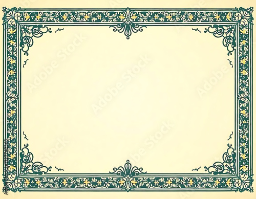geometric frame of flowers and leaves with cream background