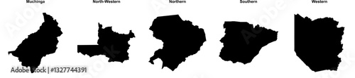Muchinga, North-Western, Northern, Southern, Western outline maps