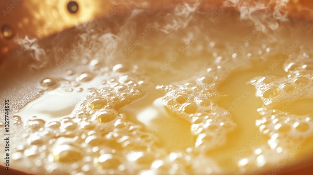 Boiling Liquid with Bubbles and Steam in a Pan Culinary Photography for Cooking and Food Prepa Boiling Liquid with Bubbles and Steam in a Pan Culinary Photography for Cooking and Food Prepa