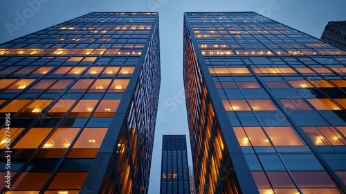 Wallpaper Mural Urban skyscrapers illuminated at twilight Torontodigital.ca