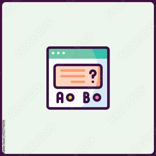 Colorful minimalist icon of a website interface with text and question mark