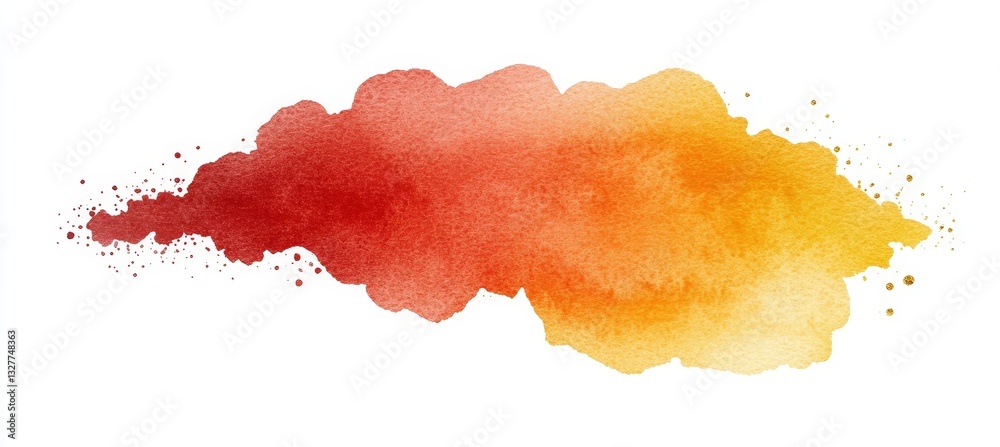 Obraz premium Abstract Watercolor Texture, Red and Yellow Gradient Splash, Design Element on White Background