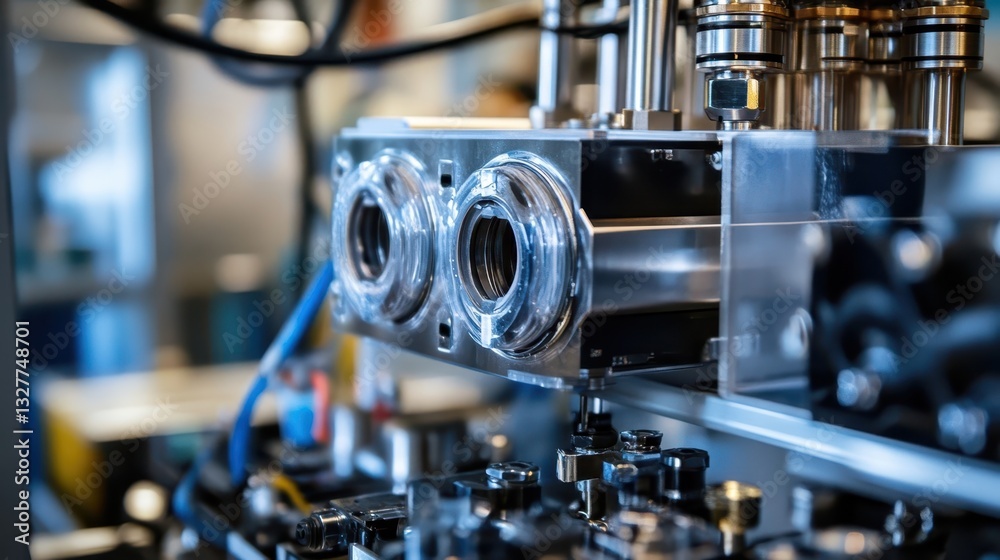 Fototapeta premium Close up view of an industrial machine component assembly