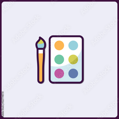 Colorful art palette and brush icon for creative design projects