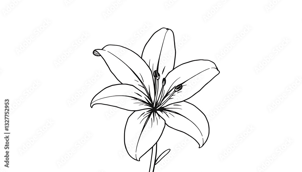 custom made wallpaper toronto digitalLily Flowers Sketch Style Illustration Simple Line