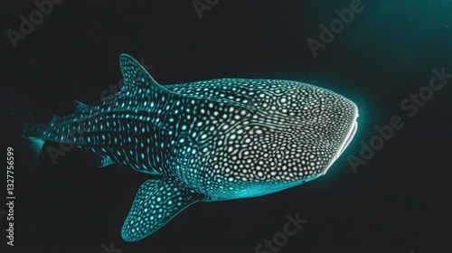 Peaceful Whale Shark Swimming in the Crystal Clear Ocean Waters photo