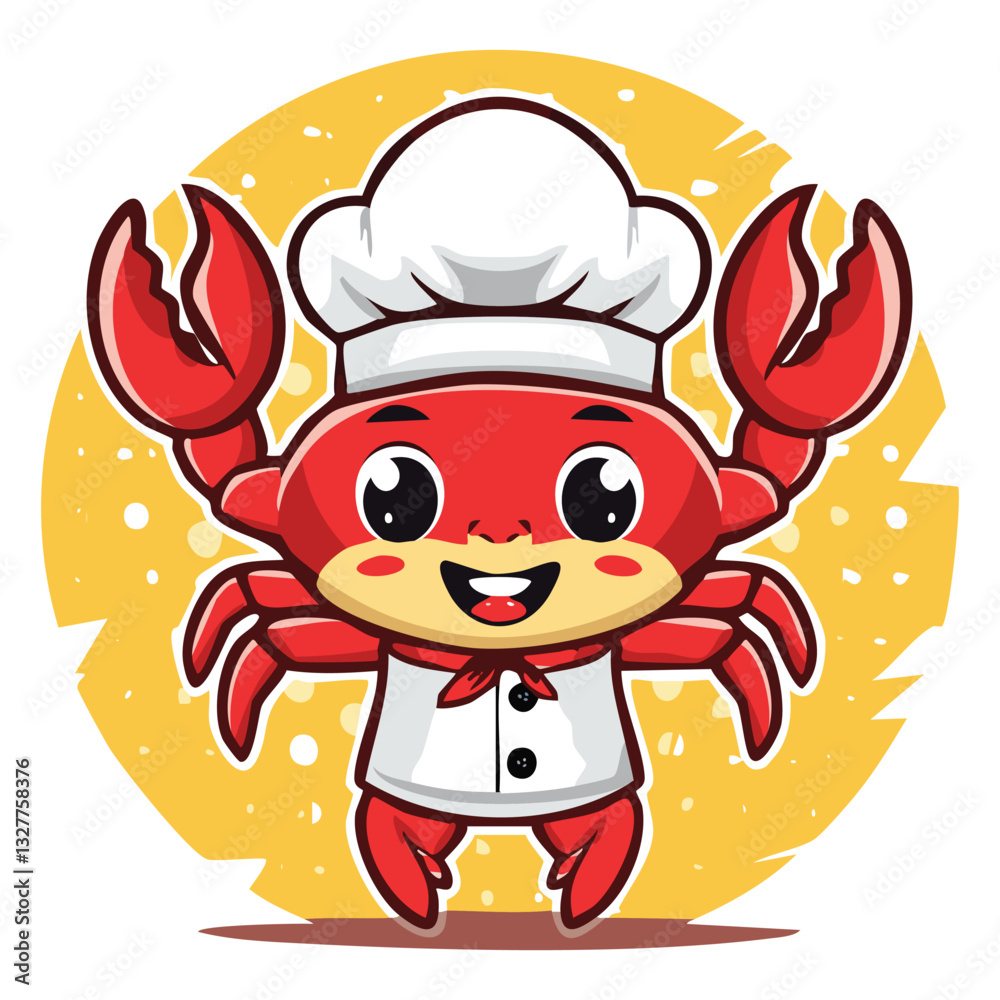 Fototapeta premium Delicious crab chef mascot