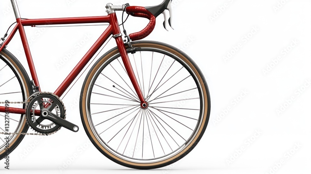 A sleek red bicycle with detailed components showcasing its frame wheels and handlebars for A sleek red bicycle with detailed components showcasing its frame wheels and handlebars for