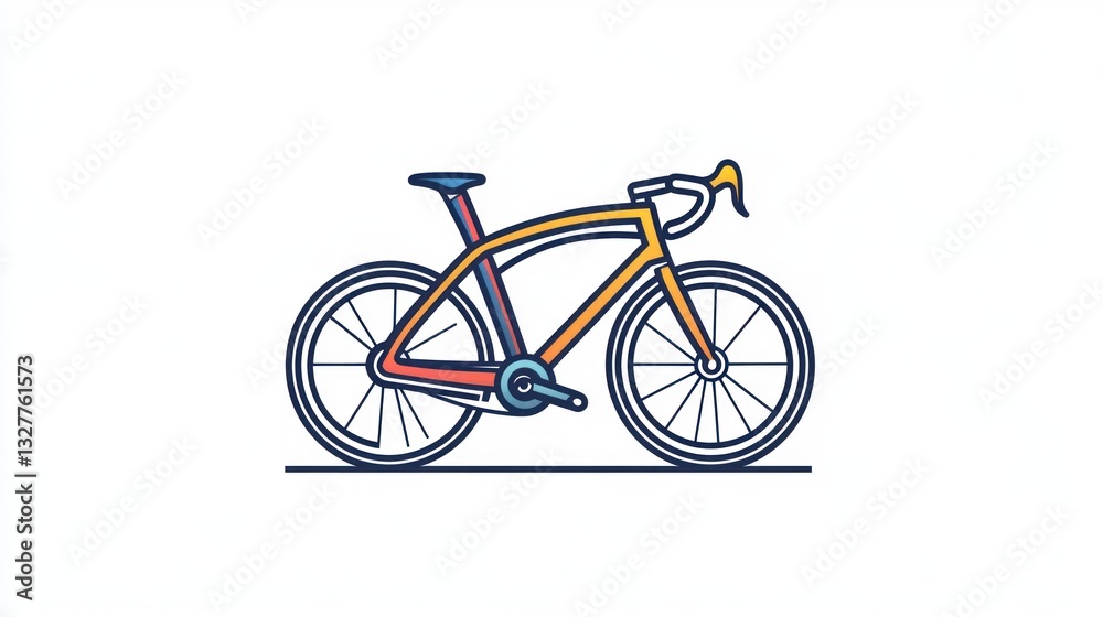 Illustrative Design of a Modern Bicycle with Vibrant Colors and Sleek Frame for Fitness and Tra Illustrative Design of a Modern Bicycle with Vibrant Colors and Sleek Frame for Fitness and Tra