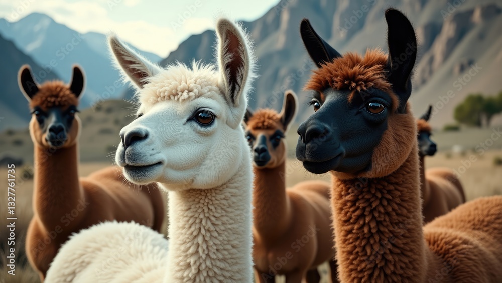 Obraz premium Llamas in the Mountains