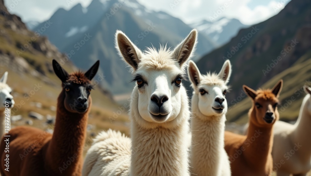 Obraz premium Llamas in the Mountains