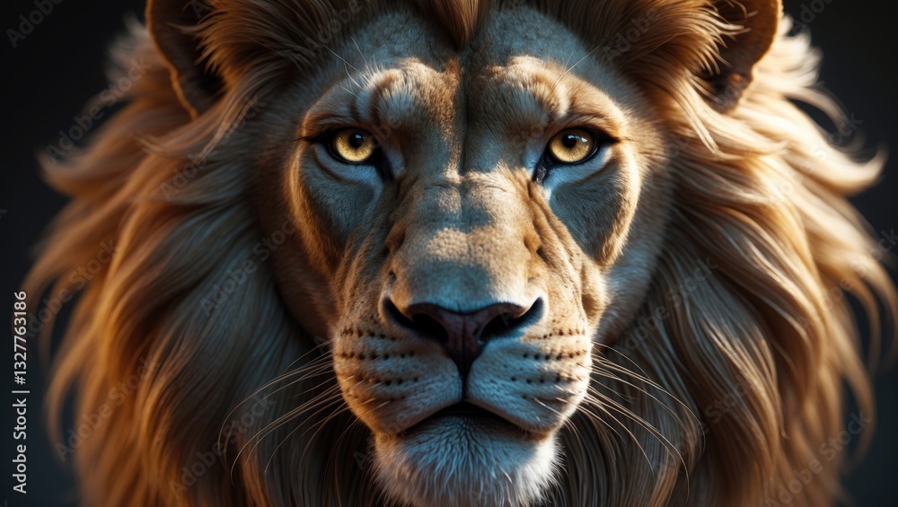 Fototapeta premium Lion king on a black background.