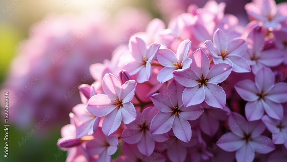 Obraz premium Lilac flowers, background of spring flowers. Selective focus on the central blooms.