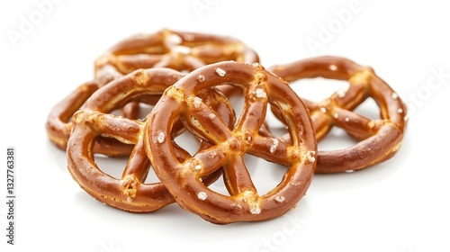 Tumpukan Pretzel Asin Tradisional Terisolasi Dengan Latar Belakang Putih