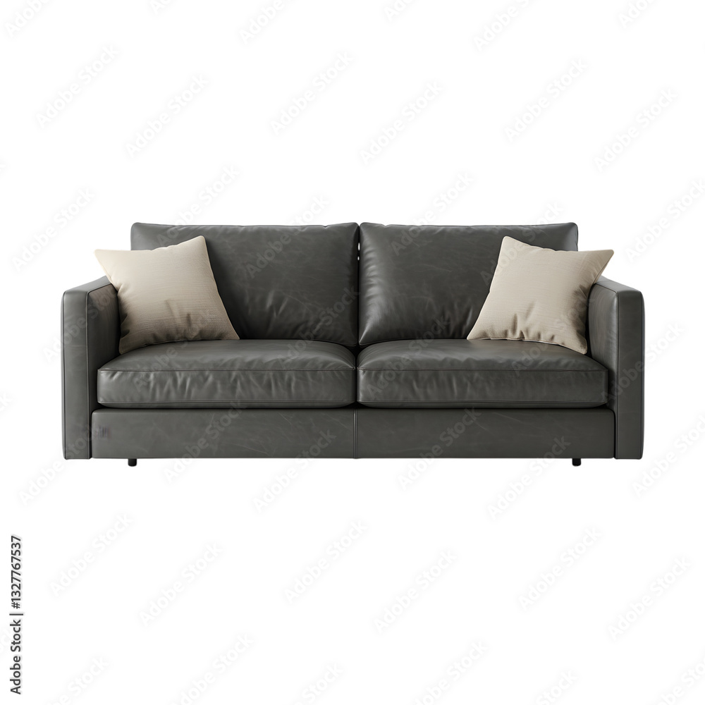 Fototapeta premium Modern Black Leather Sofa – Luxury & Comfort Combined