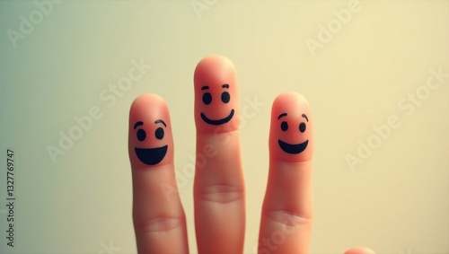 three cheerful fingers that are delighted to be friends