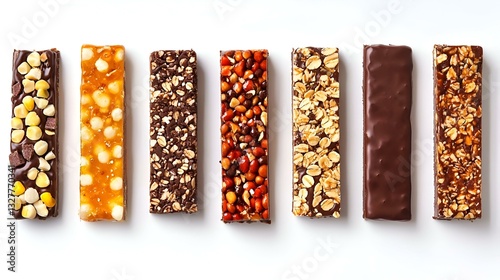 Set with different delicious protein bars